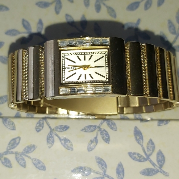 DKNY Crystal and Metal Gold Colored Watch - Picture 2 of 6